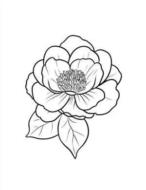 Elegant Blooming Peony Flower Coloring Page by Mindset Flow