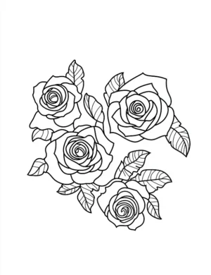 Elegant Cluster Of Roses Flower Coloring Page By Mindset Flow