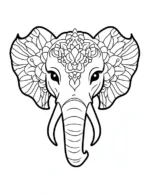 Elegant Floral Elephant Mandala Head with Decorative Ears Coloring Page by Mindset Flow