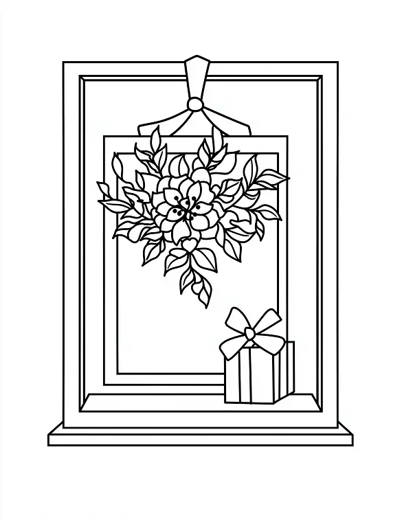 Elegant Floral Frame With Gift Coloring Page By Mindset Flow Elegant Floral Frame With Gift Coloring Page By Mindset Flow