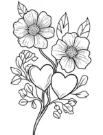 Elegant Floral Hearts Bouquet Flower Coloring Page By Mindset Flow