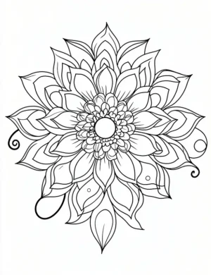 Elegant Floral Mandala With Layered Petals Coloring Page by Mindset Flow