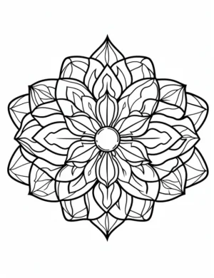 Elegant Layered Lotus Petal Mandala Circle Design Coloring Page by Mindset Flow