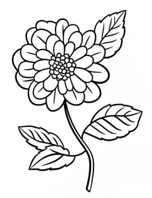 Elegant Lilac Flower with Leaves Coloring Page