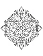 Elegant Lotus Inspired Floral Mandala Circle Design Coloring Page by Mindset Flow