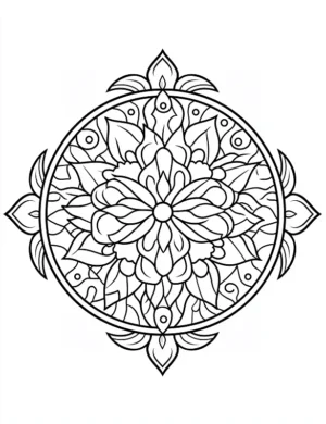 Elegant Lotus Inspired Floral Mandala Circle Design Coloring Page by Mindset Flow