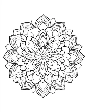 Elegant Mandala Blossom Design Flower Coloring Page by Mindset Flow