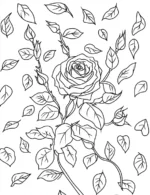 Elegant Rose and Leaves Adult Flower Coloring Page By Mindset Flow