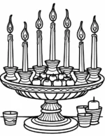 Elegant Seven Candles In Stand Christmas Coloring Page by Mindset Flow