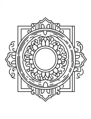 Elegant Square Within Circle Mandala Geometric Design Coloring Page by Mindset Flow