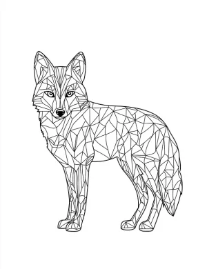 Elegant Standing Fox with Calm Symmetrical Geometric Mandala Lines Coloring Page by Mindset Flow
