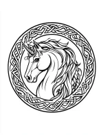 Elegant Unicorn Mandala with Intricate Knotwork Coloring Page by Mindset Flow