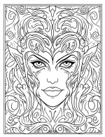 Elegant Vampire Face with Intense Eyes Halloween Coloring Page by Mindset Flow