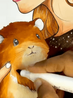 Elegant Woman Holding Guinea Pig Adult Coloring Page How to Video