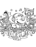 Elephant DJ Mixing Beats Coloring Page by Mindset Flow