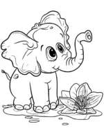 Elephant Playing With Lotus Blossom Flower Coloring Page By Mindset Flow