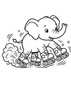 Elephant on Oversized Roller Skates Coloring Page By Mindset Flow