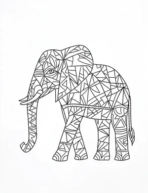 Elephant with Intricate Geometric Patterns Coloring Page by Mindset Flow