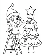 Elf Girl Decorating Christmas Tree Coloring Page By Mindset Flow