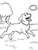 Energetic Dog Catching Frisbee in Park Coloring Page by Mindset Flow