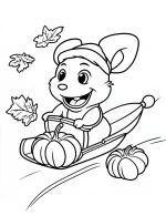 Excited Mouse Sledding with Pumpkins Halloween Coloring Page by Mindset Flow