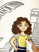Explorer Girl at Mayan Temple Adult Coloring Page How to Video