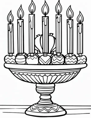 Exquisite Candles in Decorative Stand Christmas Coloring Page by Mindset Flow