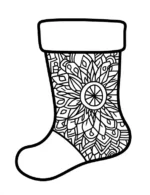 Exquisite Floral Mandala On Stocking Christmas Coloring Page by Mindset Flow