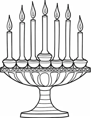 Exquisite Menorah With Seven Candles Christmas Coloring Page by Mindset Flow