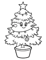 Fairy Christmas Tree with Ornaments Coloring Page By Mindset Flow