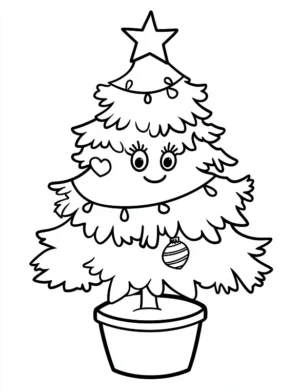 Fairy Christmas Tree with Ornaments Coloring Page By Mindset Flow