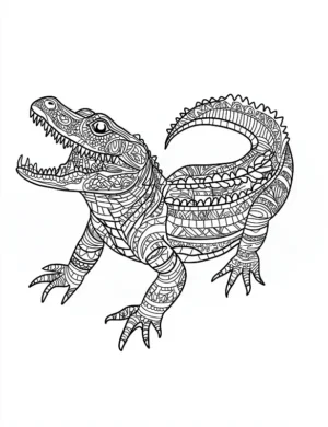 Fantasy Majestic Mandala Style Alligator For Adults Coloring Page by Mindset Flow