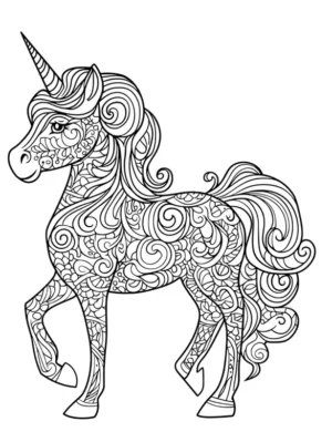 Fantasy Unicorn Mandala Coloring Page