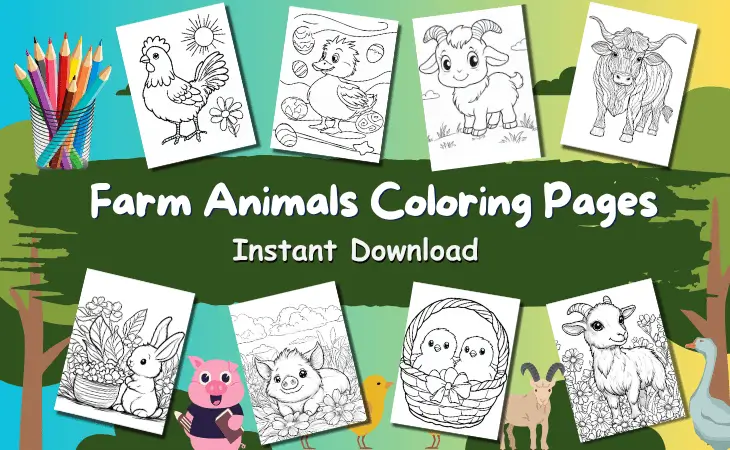 Farm Animals Coloring Pages by Mindset Flow