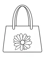 Fashionable Handbag with Flower Accent Adult Coloring Page