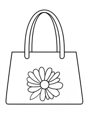 Fashionable Handbag with Flower Accent Adult Coloring Page