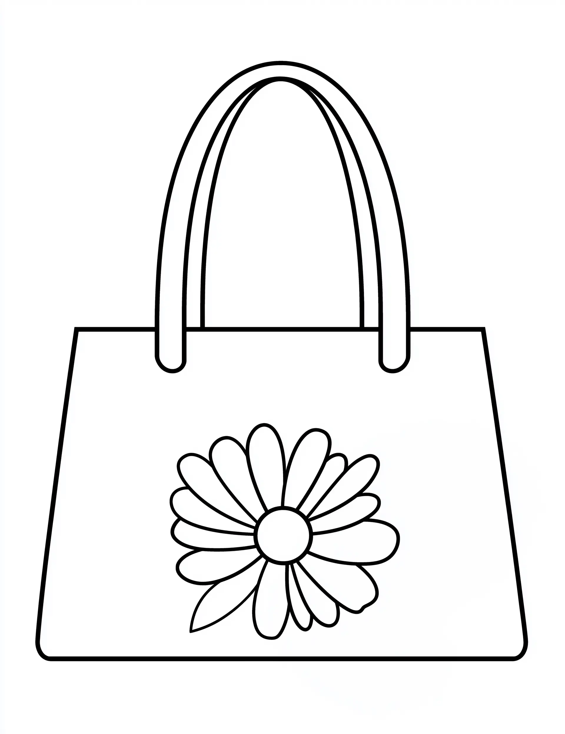 Fashionable Handbag with Flower Accent Adult Coloring Page