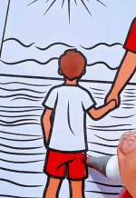 Father And Son Watching The Ocean Beach Printable Coloring Page How to Video