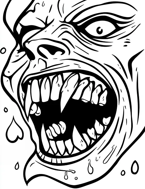 Ferocious Vampire Roar Halloween Coloring Page by Mindset Flow