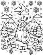 Festive Caroling Walrus Coloring Page By Mindset Flow