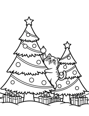 Festive Christmas Trees And Decorations Coloring Pages By Mindset Flow