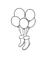 Festive Floating Balloons With Stocking Christmas Coloring Page By Mindset Flow