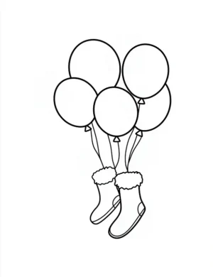 Festive Floating Balloons With Stocking Christmas Coloring Page By Mindset Flow