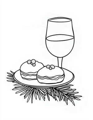 Festive Hanukkah Feast Coloring Page by Mindset Flow