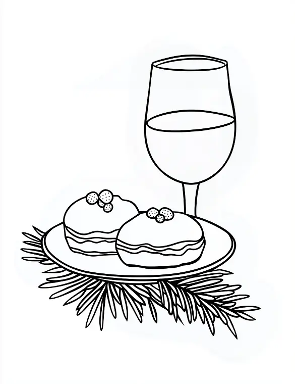 Festive Hanukkah Feast Coloring Page by Mindset Flow Festive Hanukkah Feast Coloring Page by Mindset Flow