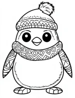 Festive Penguin With Christmas Hat Mandala Coloring Page by Mindset Flow