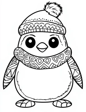Festive Penguin With Christmas Hat Mandala Coloring Page by Mindset Flow