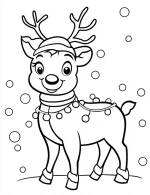 Festive Reindeer in Scarf and Hat Christmas Coloring Page By Mindset Flow