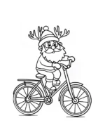 Festive Santa with Antlers Riding Bicycle Coloring Page By Mindset Flow