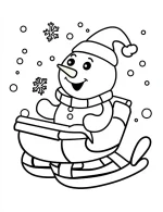 Festive Snowman Sitting in Sleigh Coloring Page by Mindset Flow